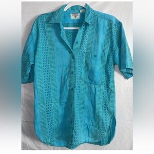 Le femme Blue Short Sleeve Shirt button down women’s medium